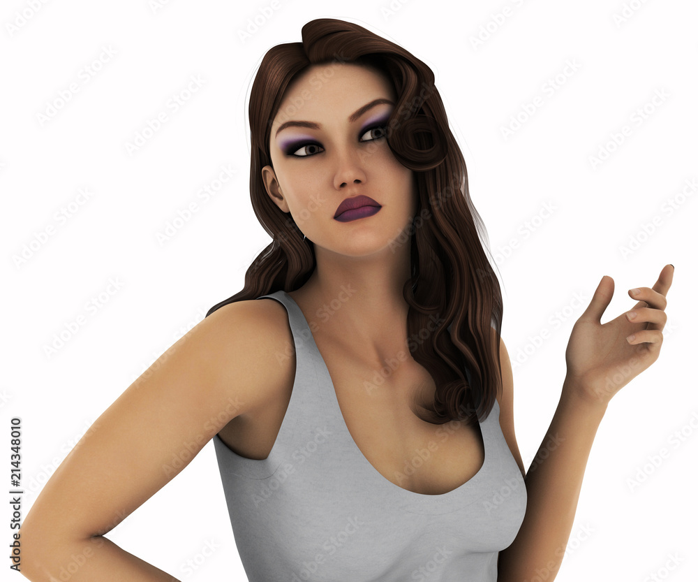 Portrait of a girl isolated on white background. 3d illustration. Portrait of a girl isolated on white background. 3d illustration.