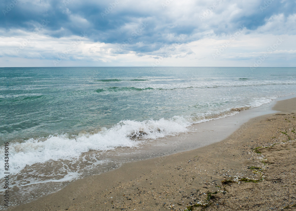 dark clouds over the Aegean Sea coast