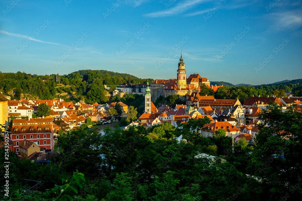 Romantic View of the Castle and Old Center in Cesky Krumlov