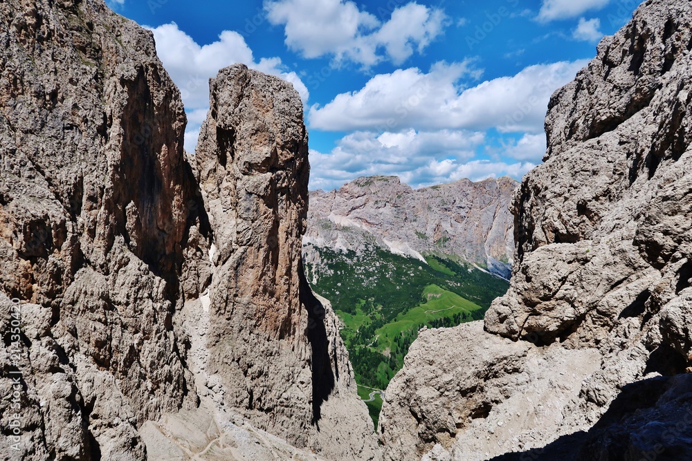 Felsen der Sellagruppe, Dolomiten, Italien