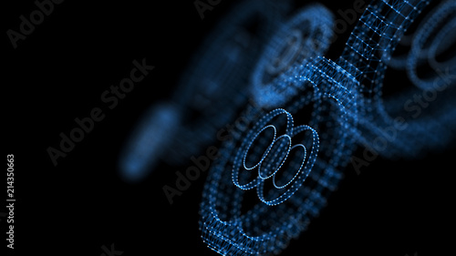 Abstract technology background. Technology concept. Gear wheel. Big Data concept. 3d illustration. 3d rendering.