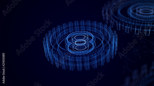 Abstract technology background. Technology concept. Gear wheel. Big Data concept. 3d illustration. 3d rendering.