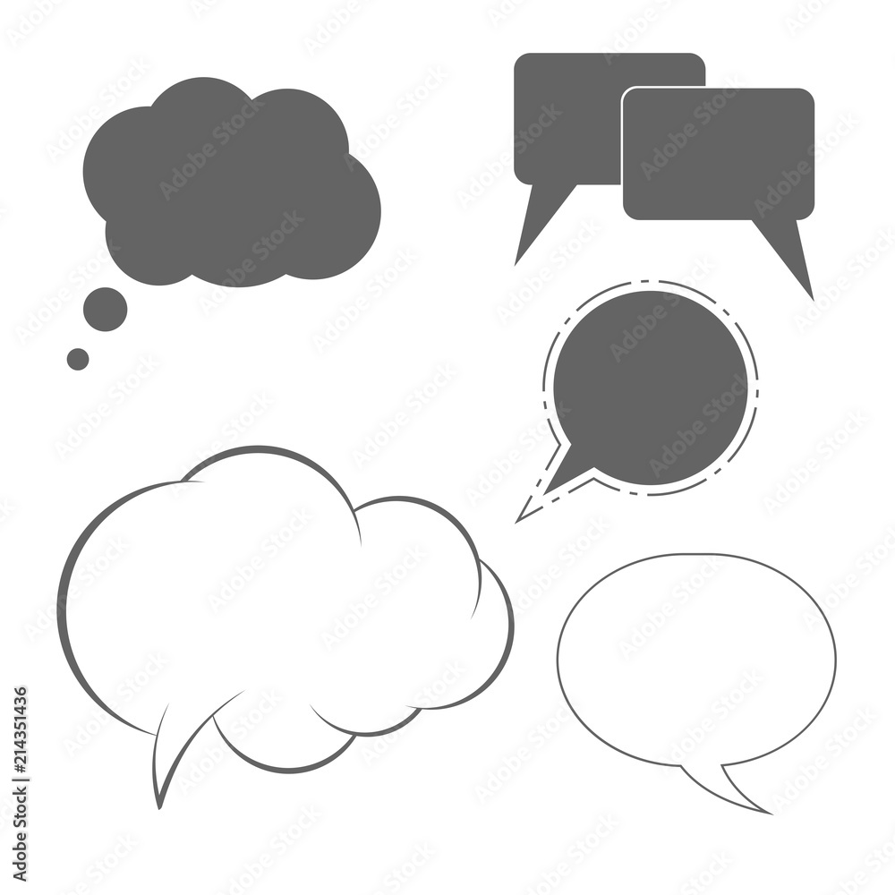 Monochrome Speech Bubbles Set. Vector Design Elements Set for You Design Monochrome Speech Bubbles Set. Vector Design Elements Set for You Design