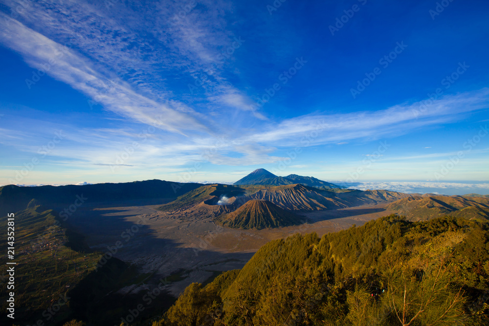 Beautiful Vibrant Bromo volcano at sunrise,Tengger Semeru National Park, East Java, Indonesia.