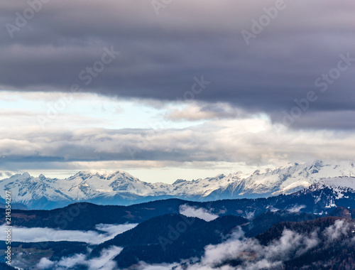 Beautiful view at the alpine village Corvara ski resort in Dolomites mountains, Alps region, Italy © Sergio Pazzano