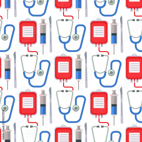 Ambulance seamless pattern background vector medicine health emergency hospital symbols illustration.