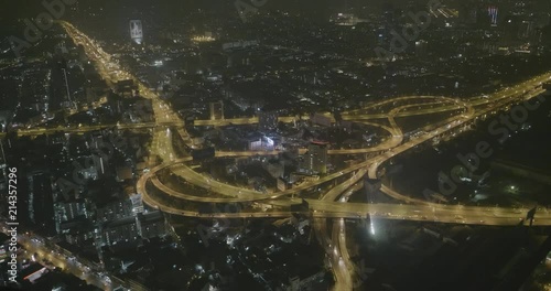 Night aerial view of Ratchaprarop intersection photo