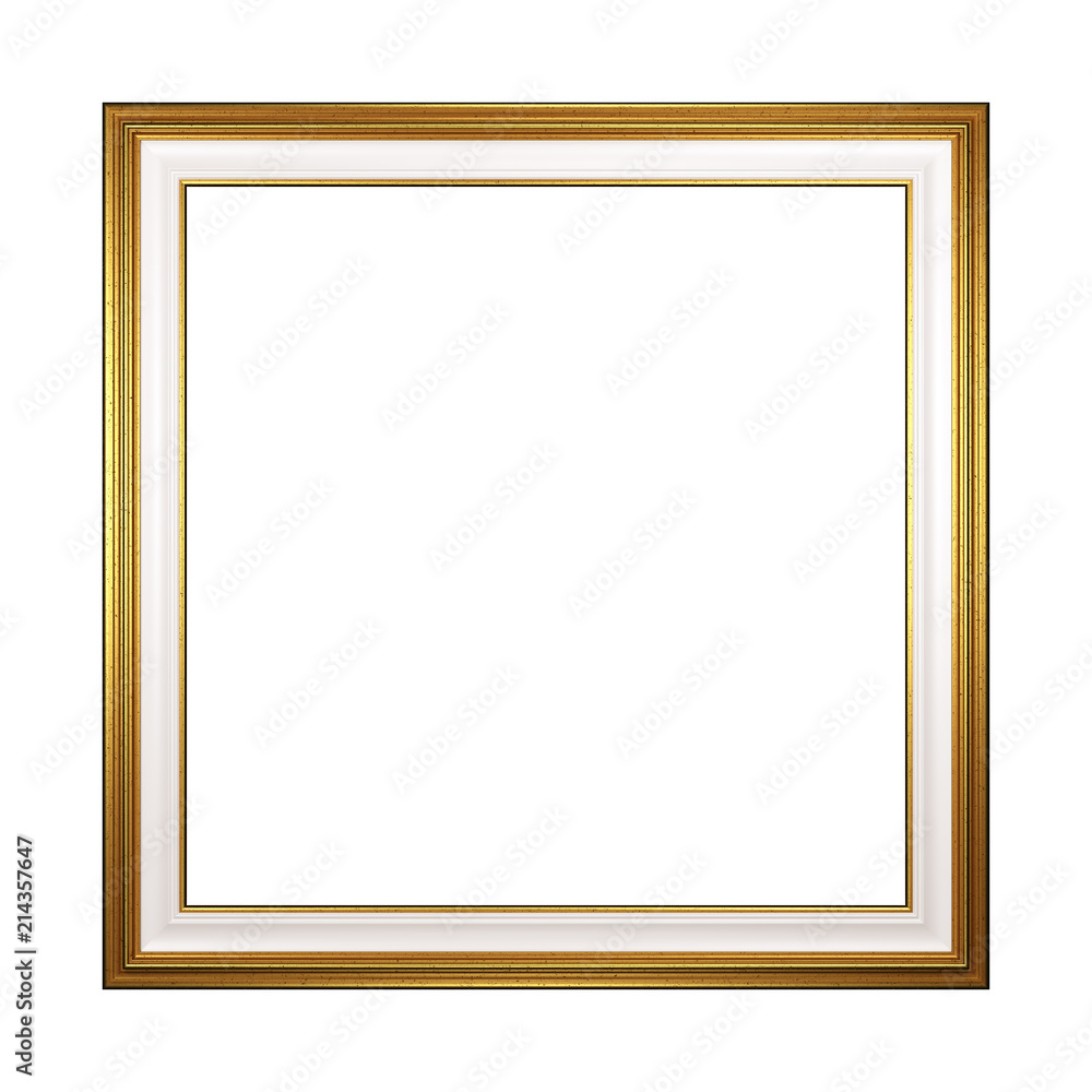 Golden Square Empty Picture Frame Isolated
