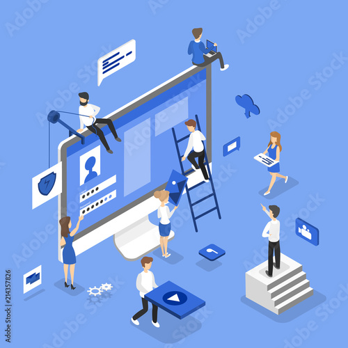 People building website