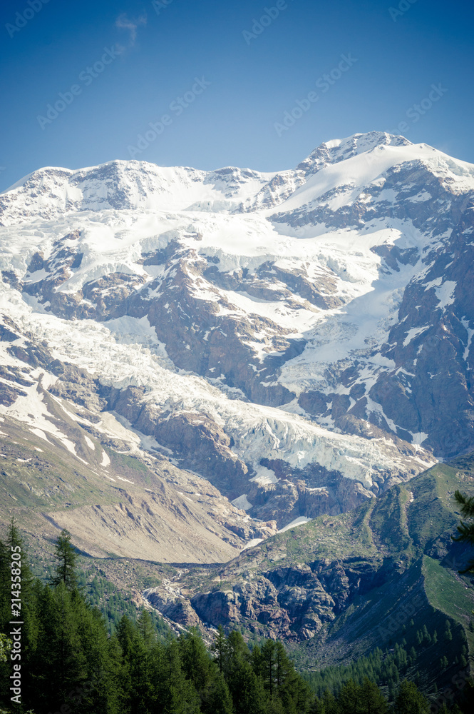 Glacier of Monte Rosa in the Italian Alps in the valley of Gressoney