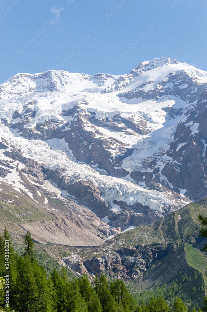 Glacier of Monte Rosa in the Italian Alps in the valley of Gressoney
