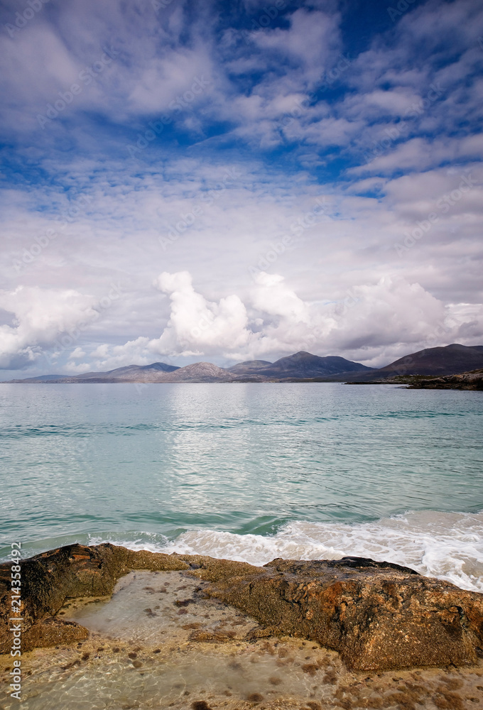 Looking north from Rosamol beach to the North Harris hills