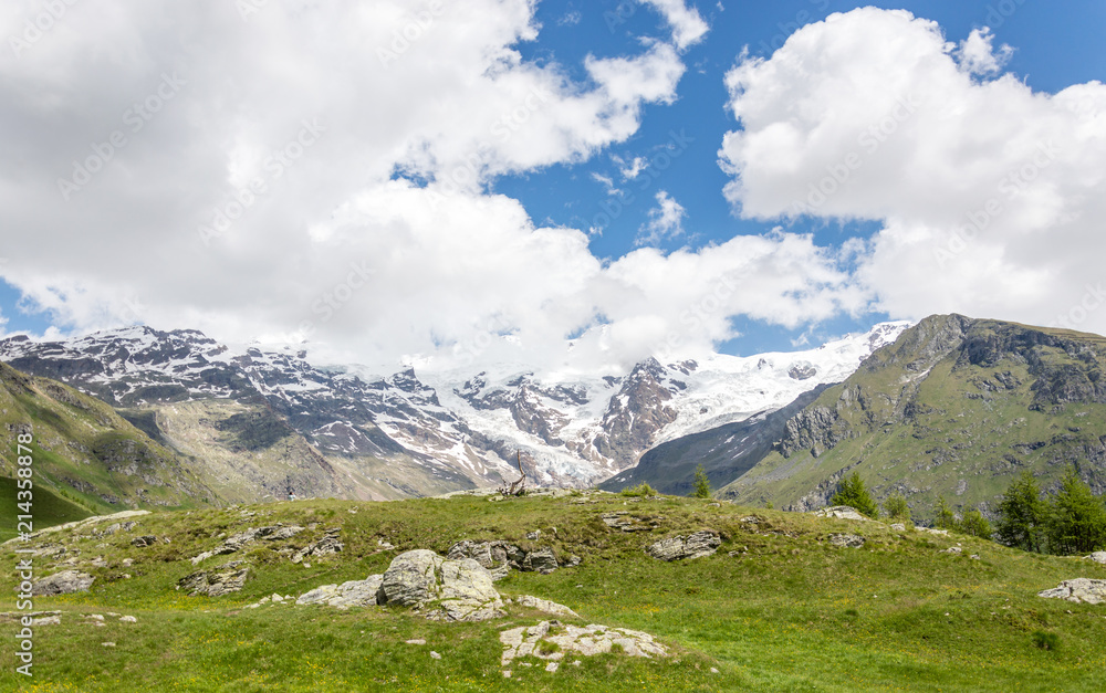 Panoramic view of the alpine valley of Gressoney Monte Rosa Panoramic view of the alpine valley of Gressoney Monte Rosa