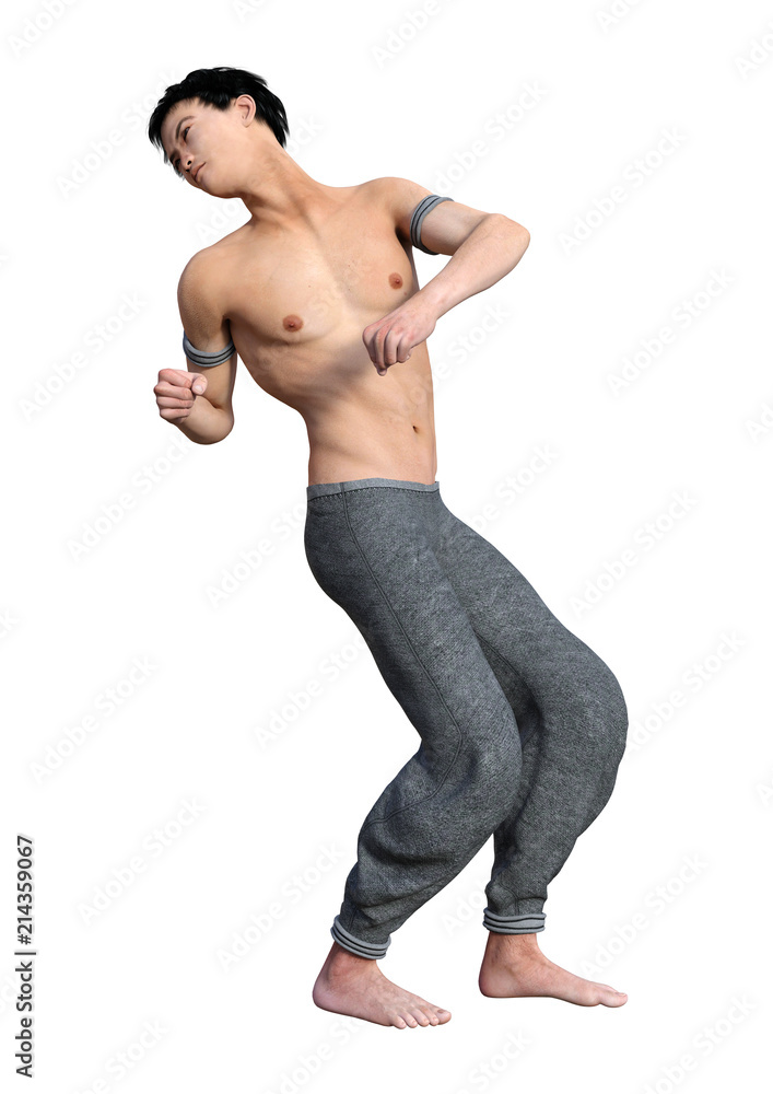 3D Rendering Fighting Monk on White 3D Rendering Fighting Monk on White