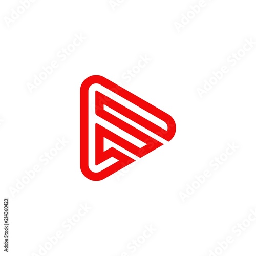 E letter initial red play button logo.