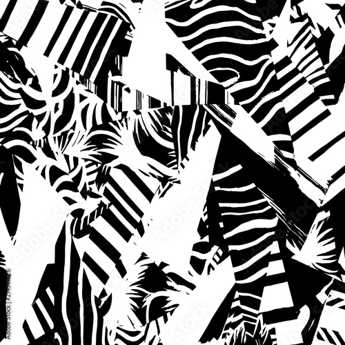 White and black grunge pattern. Background. Brush. Vector.