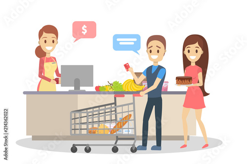 People standing at the cashier © inspiring.team