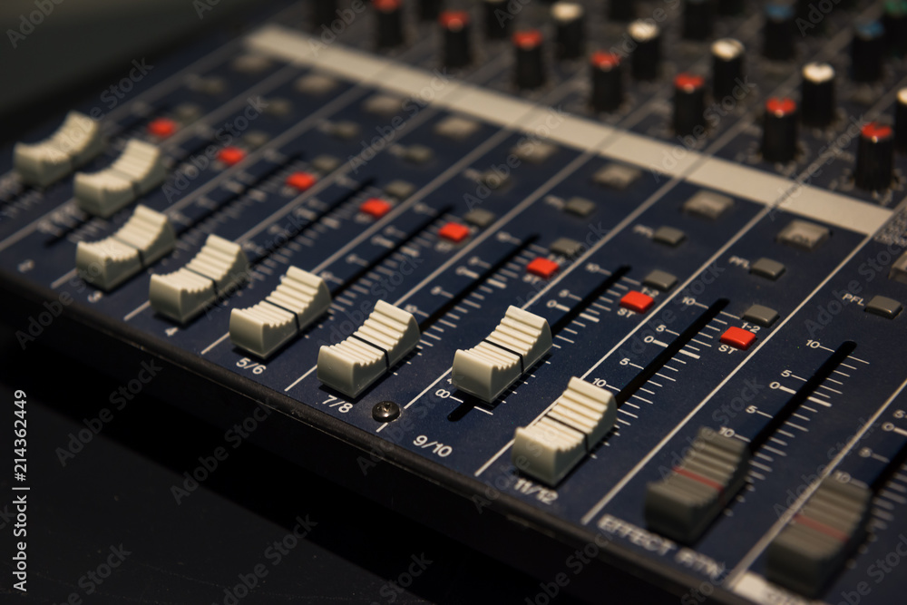 Multi channel music mixer in music studios, or radio stations.