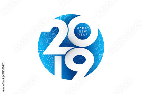 Vector illustration of  fireworks. Happy new year 2019 theme