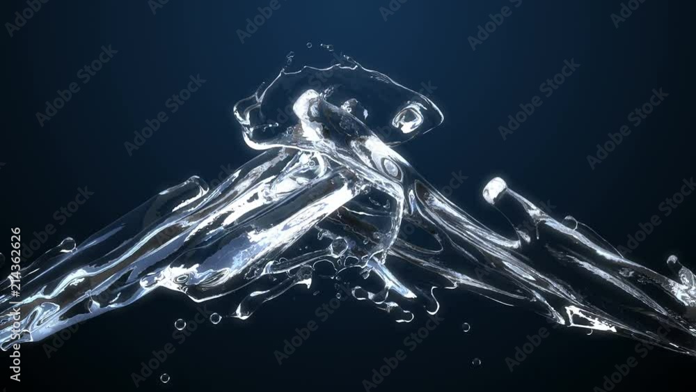 4K. Collision Of Two Water Streams. Slow Motion. Realistic 3D Animation. 4K. Collision Of Two Water Streams. Slow Motion. Realistic 3D Animation.