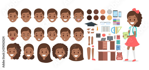 School kid character set for animation