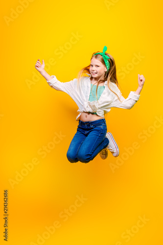 jumping cheerful girl