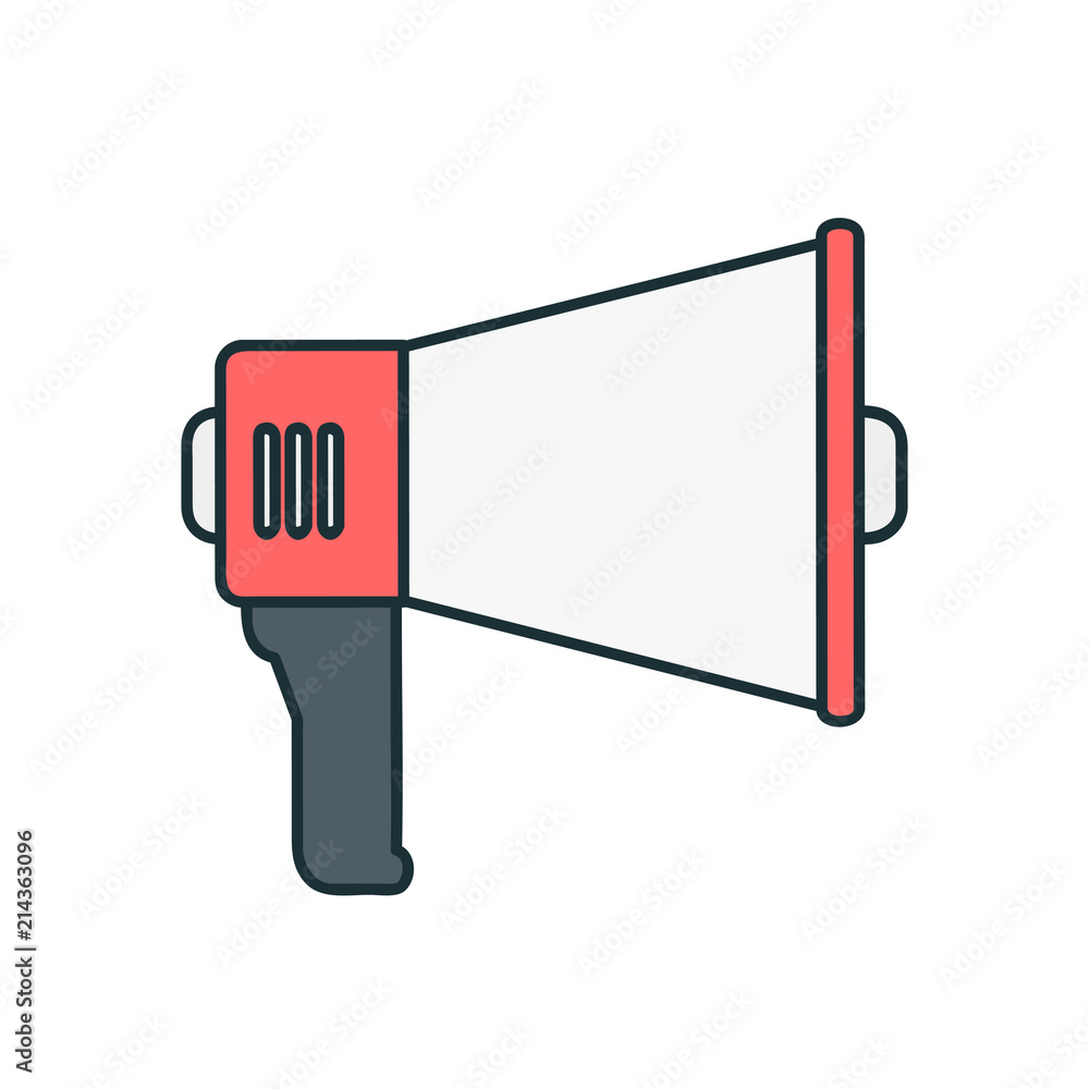 Loudspeaker megaphone on white flat vector icon illustration Loudspeaker megaphone on white flat vector icon illustration