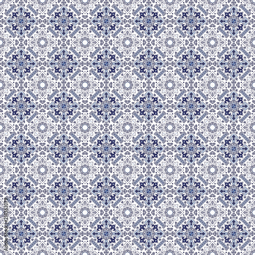 Wallpaper Mural Pattern in the form of a Mediterranean blue tile. Seamless background. Torontodigital.ca