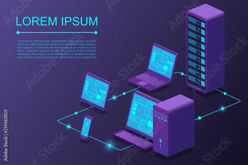 Technology data isometric illustration