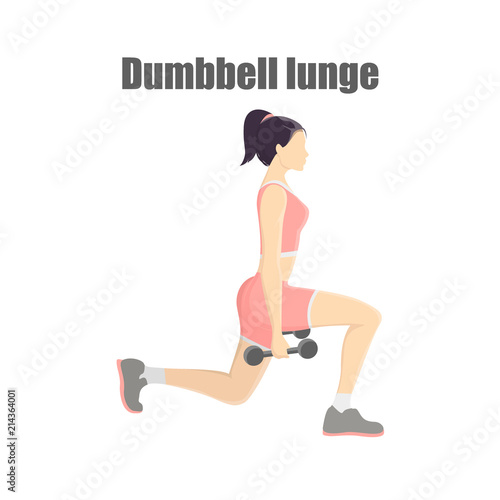 Woman making lunges with dumbbells