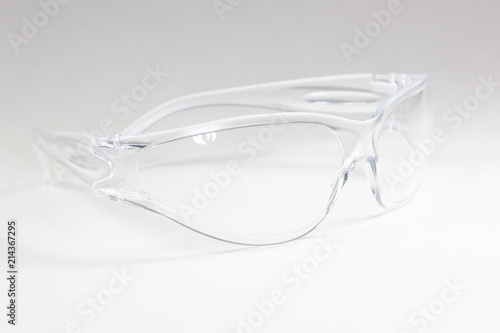 Safety goggles on a white table ready for use