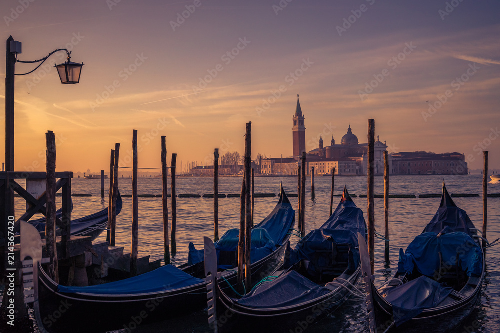 venezia city in italy ferry gondola parking in piazza san marco center