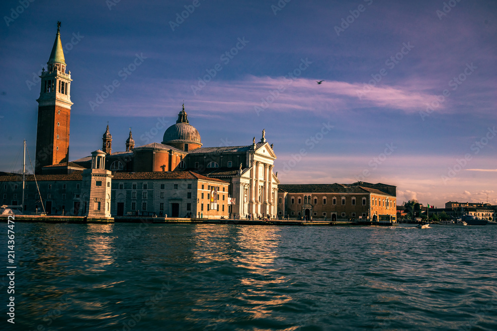 venezia view at sunset from piazza san marco with cloudy sky venezia view at sunset from piazza san marco with cloudy sky