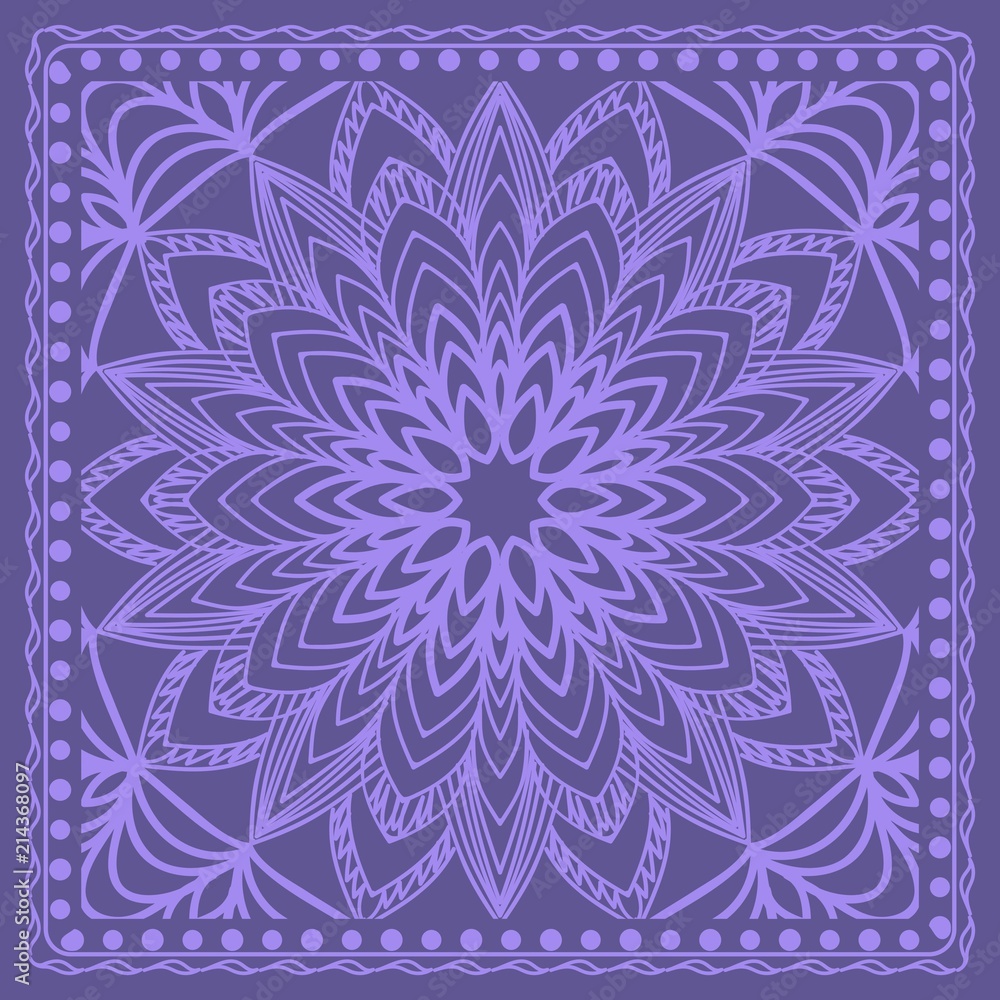 Design print for kerchief. The pattern of the mandala. Vector illustration. Design print for kerchief. The pattern of the mandala. Vector illustration.