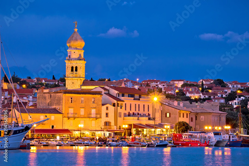 Island town of Krk evening waterfront view photo