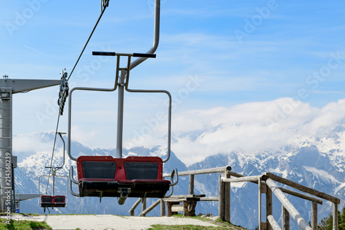 Chair lift to Velika planina, a plateau near Kamnik, Slovenia