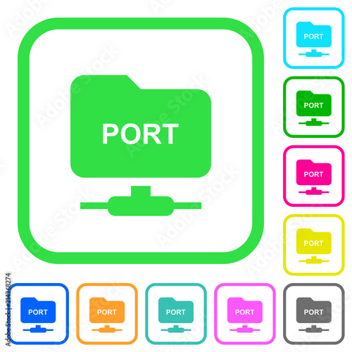 FTP set port vivid colored flat icons