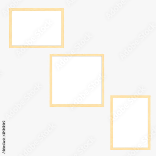 Set of realistic wooden frames, isolated on white background