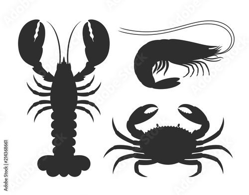 Seafood silhouette. Isolated seafood on white background