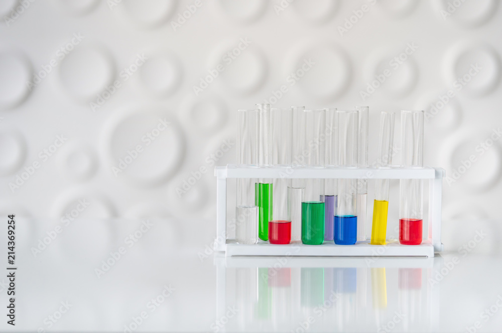 Test tubes with colorful chemical on table. Science chemistry concept. Test tubes with colorful chemical on table. Science chemistry concept.