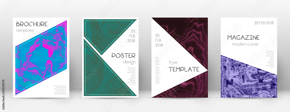 Abstract cover. Sublime design template. Suminagashi marble triangle poster. Sublime trendy abstract cover.