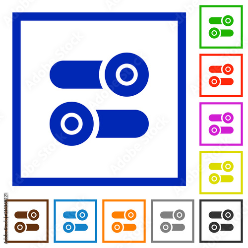 Toggle switches flat framed icons