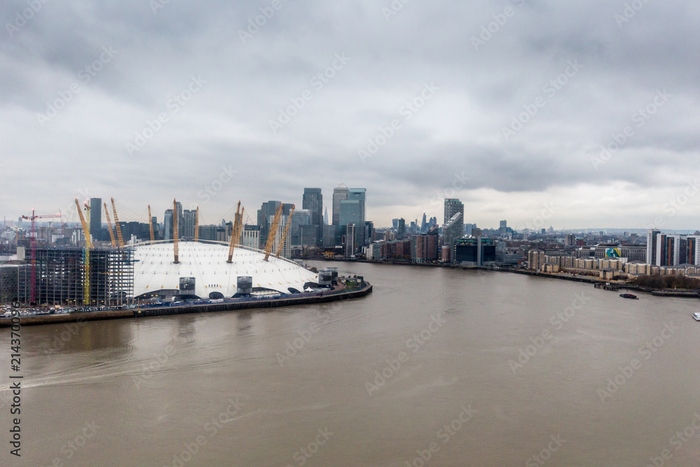 Thames river passing Olympic stadium