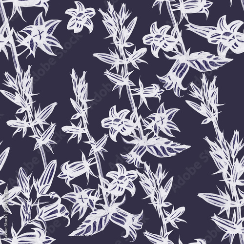 wildflowers Hand drawn ink illustration. Wallpaper or fabric design.