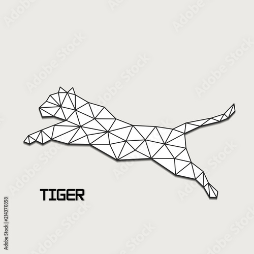 Fototapeta Naklejka Na Ścianę i Meble -  Jumping tiger abstract form from polygons.