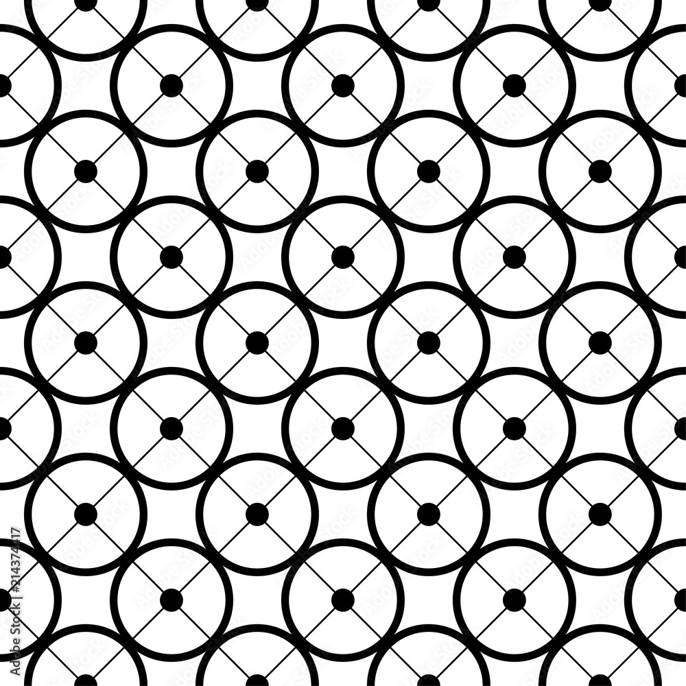 Naklejka premium Geometric ornament. Black on white seamless pattern