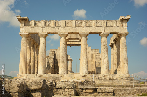 Temple of Goddess Aphaia on Aegina Island in Saronic Gulf, Greece