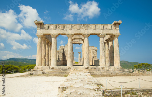 Temple of Goddess Aphaia on Aegina Island in Saronic Gulf, Greece photo