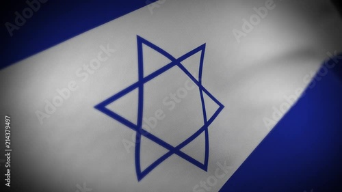 Flag of Israel - Photo realistic close up of waving flag. Extreme depth of field. 3d Render.