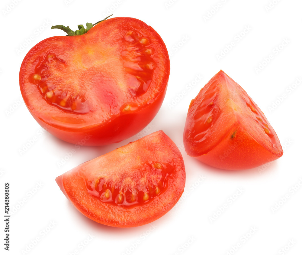 Fresh tomatoes on white background. Top view